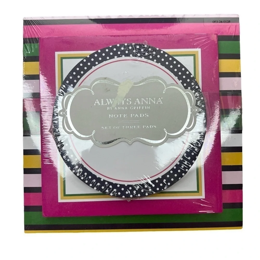ANNA GRIFFIN Notepads Always Anna Set of 3 NWT Stationery Dots Desk Accessories